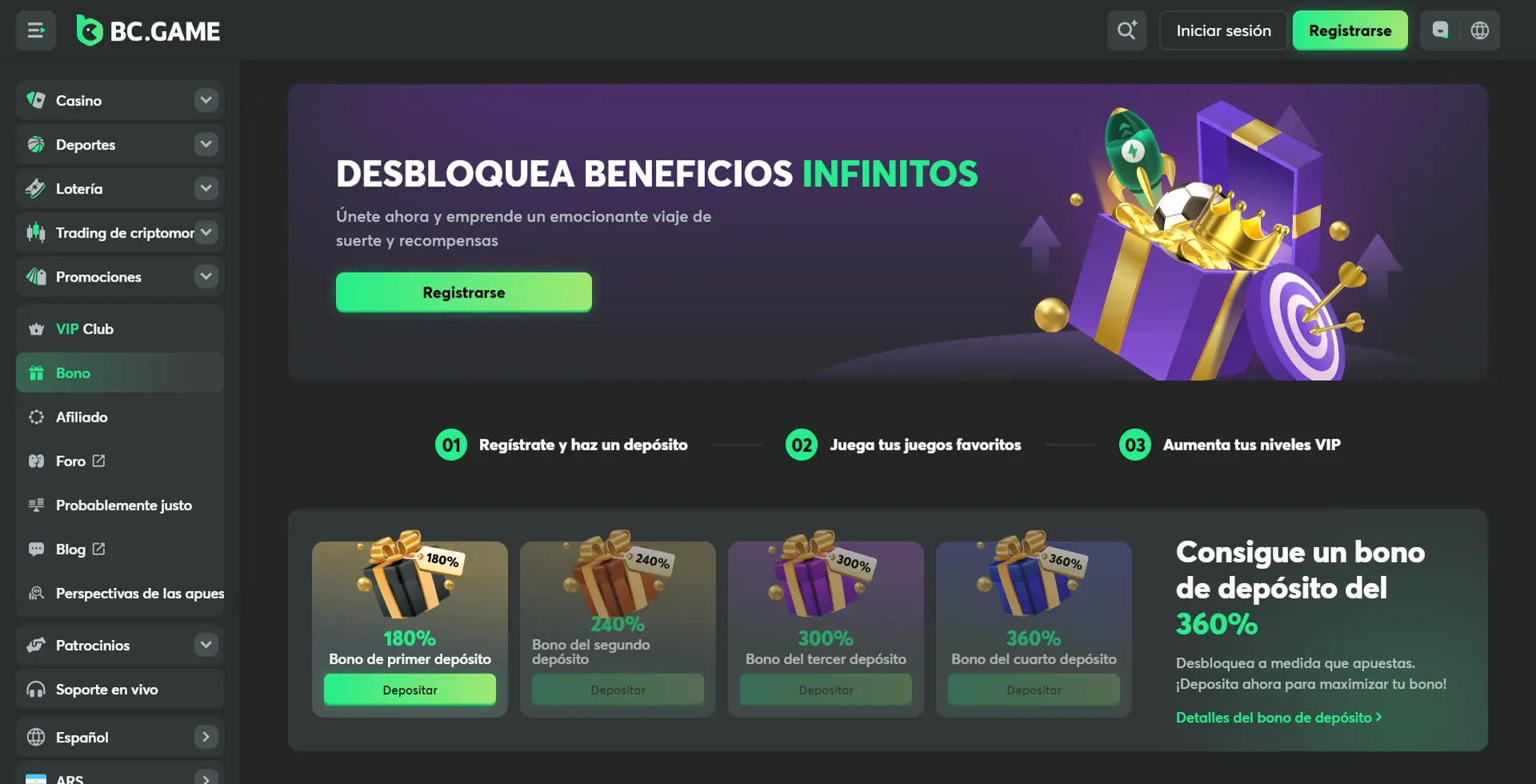 Qué bonificación te espera después de registrarte en BC Game.