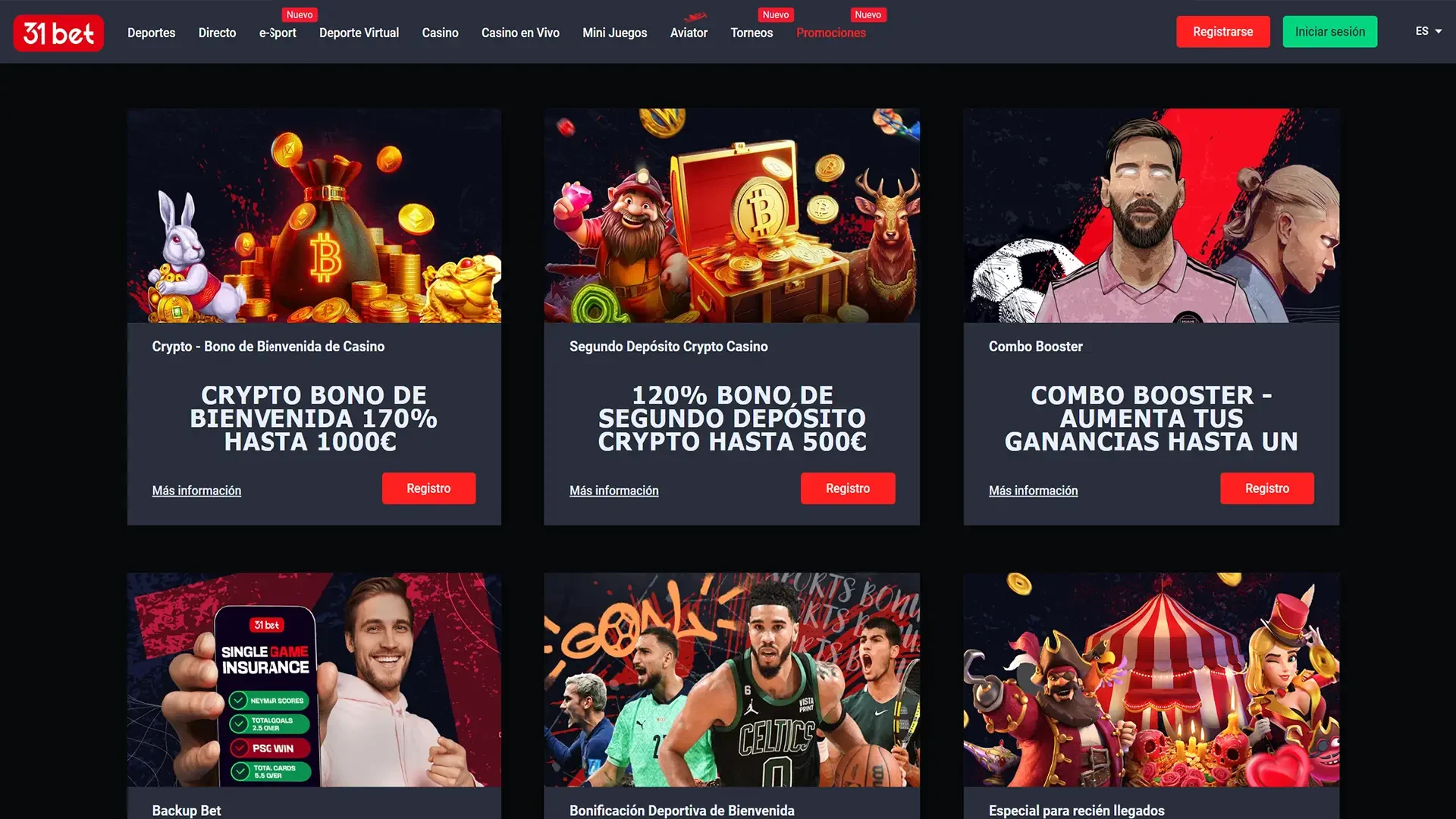 Deposite fondos en su cuenta de 31Bet y comience su viaje por el mundo del casino y las apuestas con un bono.